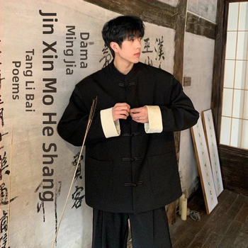 Meeste Tang-stiilis jakker, stand-up krae ja disk-kinnitusega, polüestri segust kangas, taskud, nelja aastaaja kandmiseks