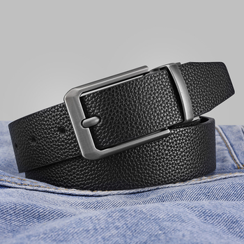 Ανδρική ζώνη PU δύο όψεων με περιστρεφόμενη αγκράφα από κράμα, αγκράφα με καρφί, επιχειρηματικό-καθημερινό στυλ