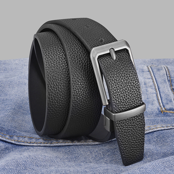 Ανδρική ζώνη PU δύο όψεων με περιστρεφόμενη αγκράφα από κράμα, αγκράφα με καρφί, επιχειρηματικό-καθημερινό στυλ