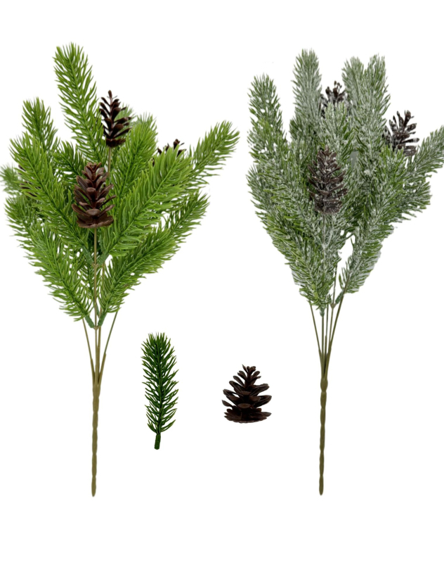 Xinyijia ornamente de Crăciun pentru brad: ace de brad, conuri de brad și fulgi de zăpadă - părți din plastic și fier