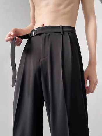 Pantaloni bărbați de vară, croială lejeră, dreaptă, picioare largi, poliester