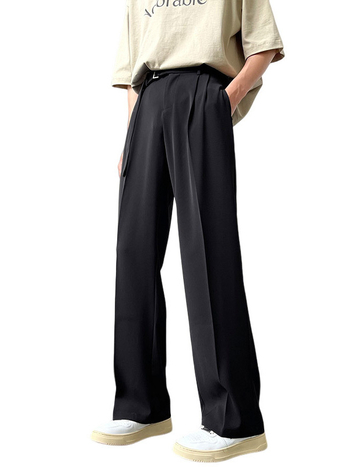 Pantaloni bărbați de vară, croială lejeră, dreaptă, picioare largi, poliester