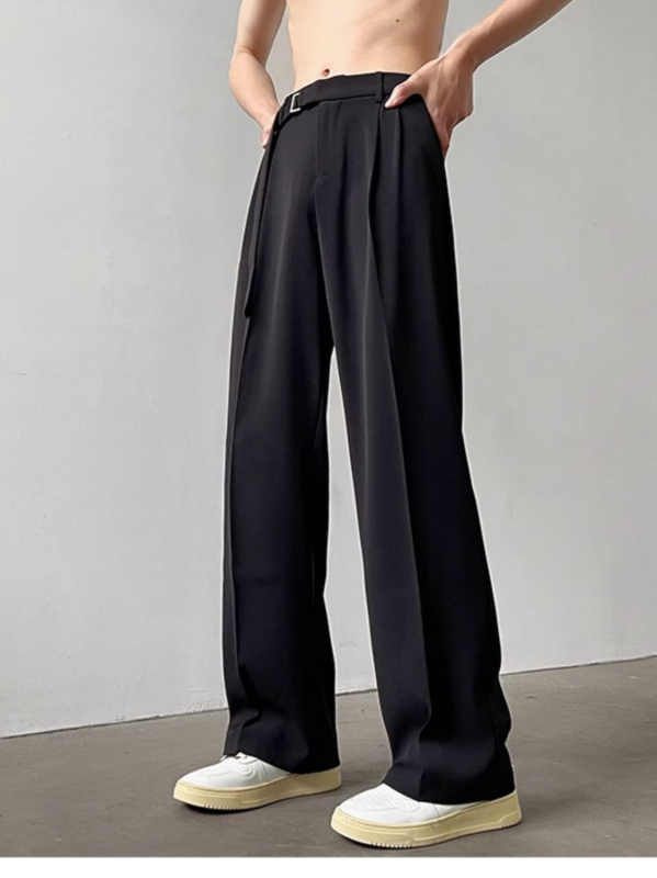 Pantaloni bărbați de vară, croială lejeră, dreaptă, picioare largi, poliester