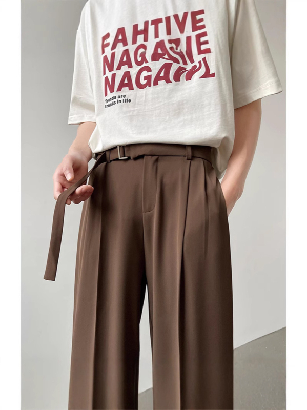 Pantaloni bărbați de vară, croială lejeră, dreaptă, picioare largi, poliester