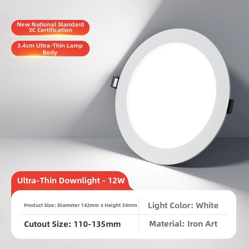Downlight LED încastrat, ultra-subțire, 11-15W, 220V, 3000K, instalare ascunsă