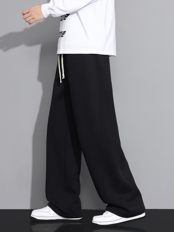 Pantaloni casual bărbați, croială lejeră, talie medie, închidere cu șiret, 60% bumbac, primăvară-toamnă, stil sport‑leisure