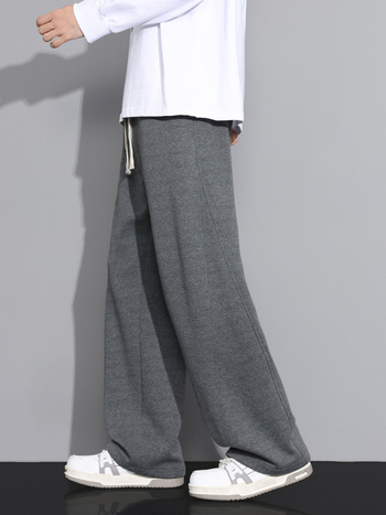 Pantaloni casual bărbați, croială lejeră, talie medie, închidere cu șiret, 60% bumbac, primăvară-toamnă, stil sport‑leisure