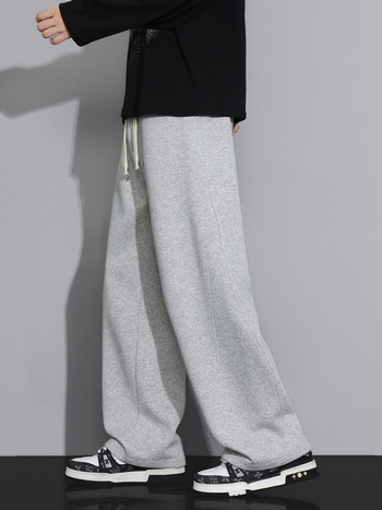 Pantaloni casual bărbați, croială lejeră, talie medie, închidere cu șiret, 60% bumbac, primăvară-toamnă, stil sport‑leisure