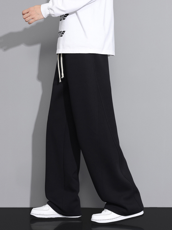 Pantaloni casual bărbați, croială lejeră, talie medie, închidere cu șiret, 60% bumbac, primăvară-toamnă, stil sport‑leisure