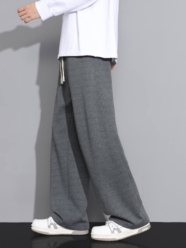 Pantaloni casual bărbați, croială lejeră, talie medie, închidere cu șiret, 60% bumbac, primăvară-toamnă, stil sport‑leisure