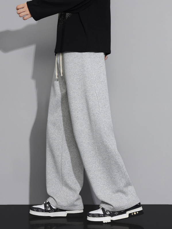 Pantaloni casual bărbați, croială lejeră, talie medie, închidere cu șiret, 60% bumbac, primăvară-toamnă, stil sport‑leisure