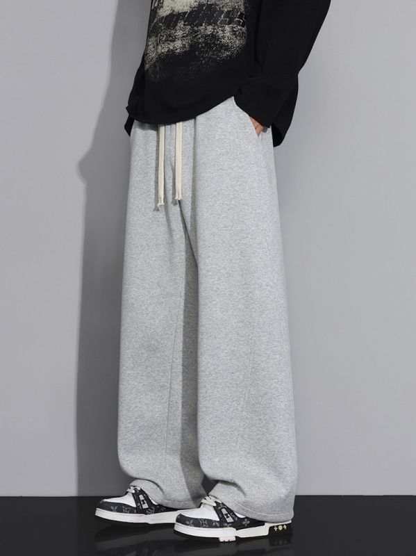 Pantaloni casual bărbați, croială lejeră, talie medie, închidere cu șiret, 60% bumbac, primăvară-toamnă, stil sport‑leisure