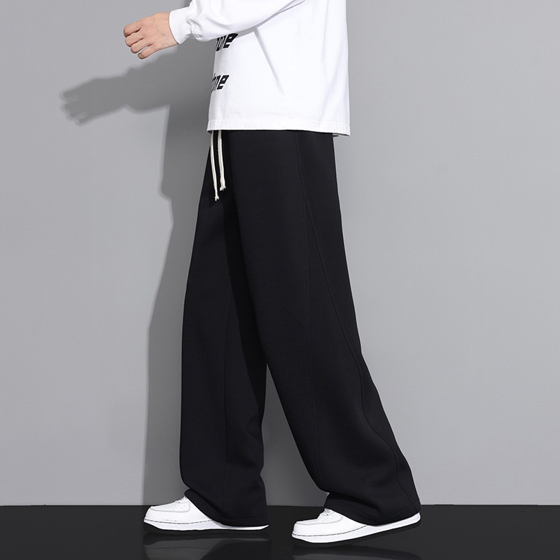 Pantaloni casual bărbați, croială lejeră, talie medie, închidere cu șiret, 60% bumbac, primăvară-toamnă, stil sport‑leisure