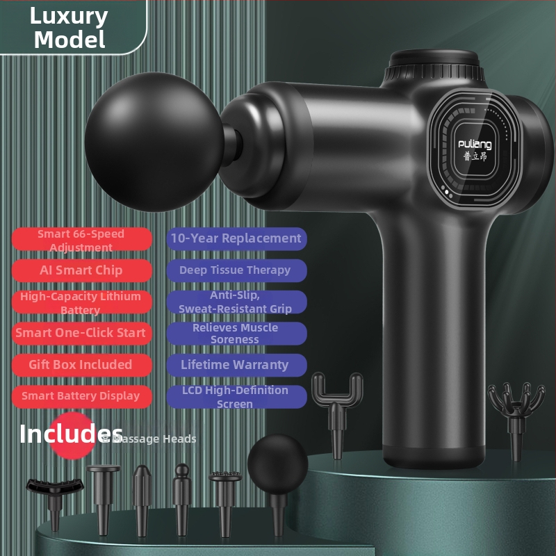 Mini fascia masažuoklis, nešiojamas elektroninės masėjos su LCD ekranu, šepetėlių variklis, 6+ galvelės, integruota baterija 2000–4000 mAh, veikimo trukmė 8–12 val., triukšmas mažesnis nei 36 dB