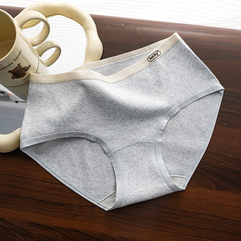 Moteriškos medvilninės kelnaitės su vidutiniu liemeniu, kvėpuojančios ir antibakterinės, medvilnės įdėklas intymiai zonai, briauninis mezgimas