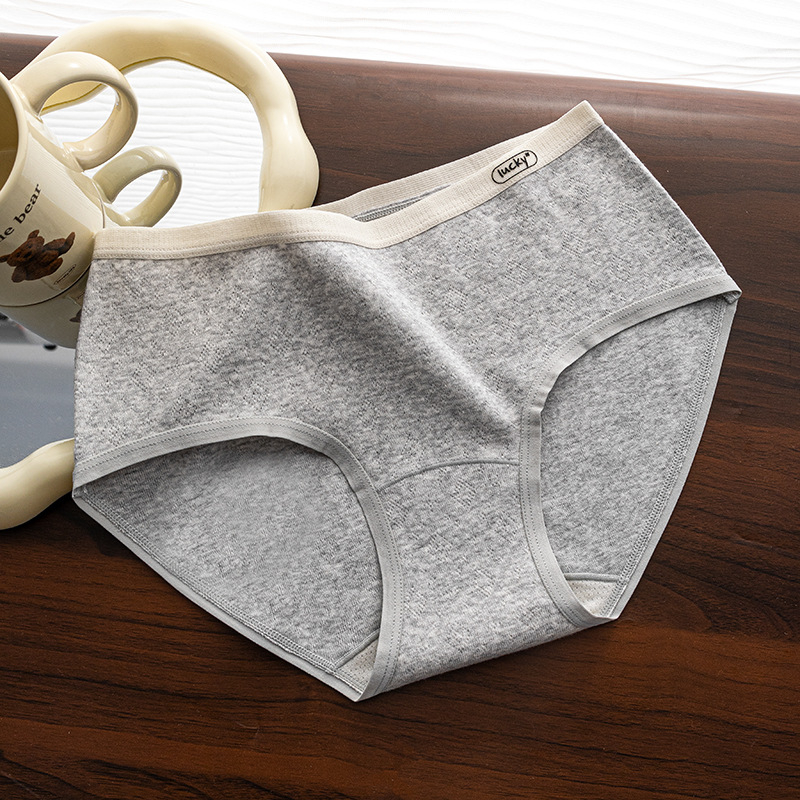 Moteriškos medvilninės kelnaitės su vidutiniu liemeniu, kvėpuojančios ir antibakterinės, medvilnės įdėklas intymiai zonai, briauninis mezgimas