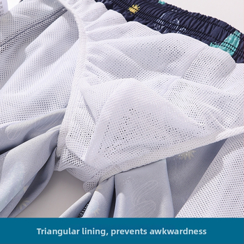 Vyrų pliažo šortai su greitai džiūstančia skaitmenine spauda, 95% poliesteris, cheminių pluoštų mišinys, dryžiai/kare/kamufliažas, vasariniai pliažo drabužiai