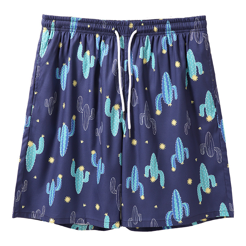 Vyrų pliažo šortai su greitai džiūstančia skaitmenine spauda, 95% poliesteris, cheminių pluoštų mišinys, dryžiai/kare/kamufliažas, vasariniai pliažo drabužiai