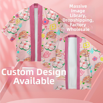 Japonijos stiliaus Haori cosplay palaidinė - chiffon audinys, 90% poliesterio, pamušalas 90%, 2024 m. pavasaris, prekinis ženklas Yicai