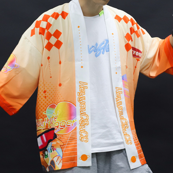 Japonijos stiliaus Haori cosplay palaidinė - chiffon audinys, 90% poliesterio, pamušalas 90%, 2024 m. pavasaris, prekinis ženklas Yicai