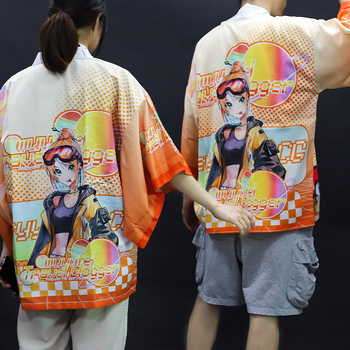 Japonijos stiliaus Haori cosplay palaidinė - chiffon audinys, 90% poliesterio, pamušalas 90%, 2024 m. pavasaris, prekinis ženklas Yicai