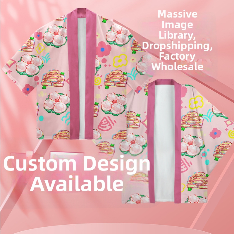 Japonijos stiliaus Haori cosplay palaidinė - chiffon audinys, 90% poliesterio, pamušalas 90%, 2024 m. pavasaris, prekinis ženklas Yicai