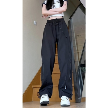 Pantaloni pentru bărbați, croială dreaptă, pentru ciclism și drumeții, softshell impermeabil, talie înaltă cu șnur, amestec poliester-elastan, ușori și elastici