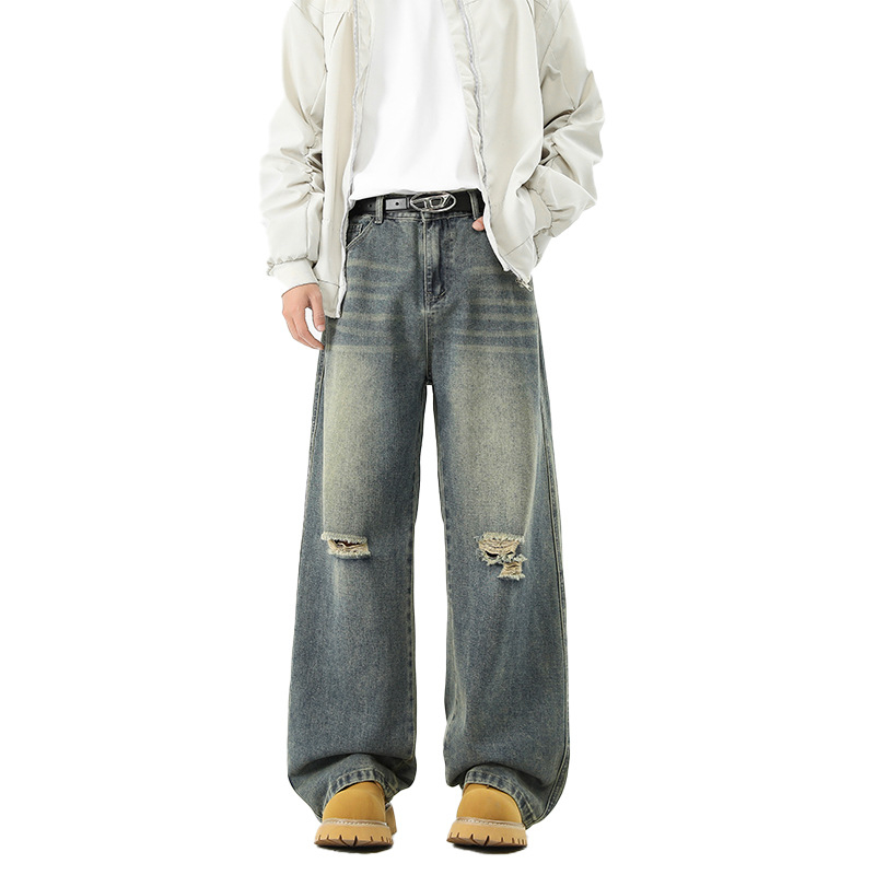 Τζιν ρετρό ευθείας γραμμής, μεσαία μέση, φερμουάρ, φριέντ