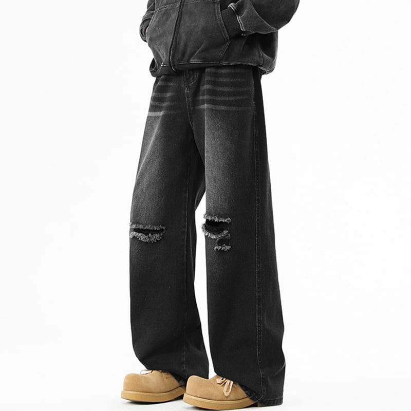 Τζιν ρετρό ευθείας γραμμής, μεσαία μέση, φερμουάρ, φριέντ