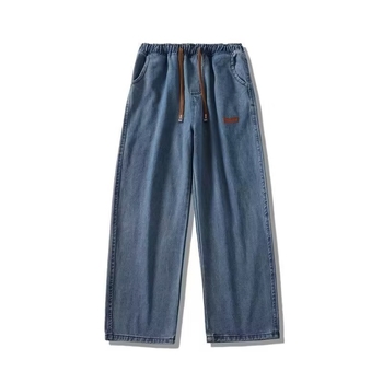 Ανδρικά τζίνς με ίσια γραμμή, μεσαία μέση, πολυεστερικό μίγμα, πλυμένο φινίρισμα, τεσσάρων εποχών