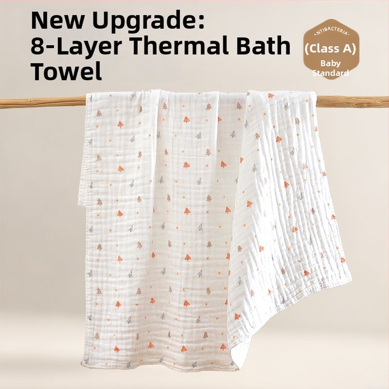 Kūdikio vonios rankšluostis - 100% medvilnė, 8 sluoksnių gaze, stora, 500 g+, karikatūros raštas