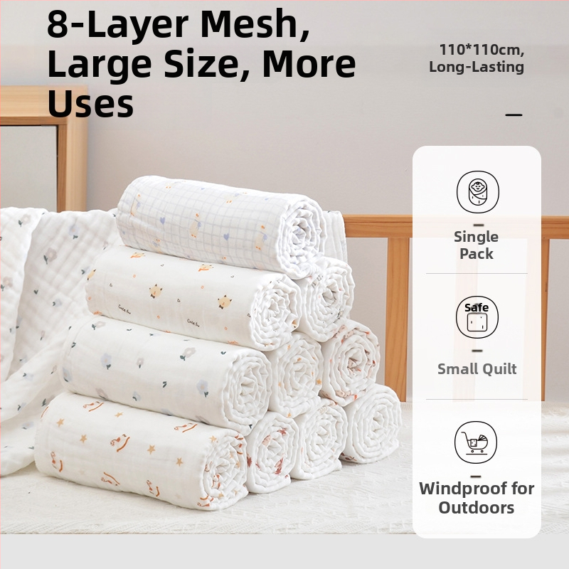 Kūdikio vonios rankšluostis - 100% medvilnė, 8 sluoksnių gaze, stora, 500 g+, karikatūros raštas