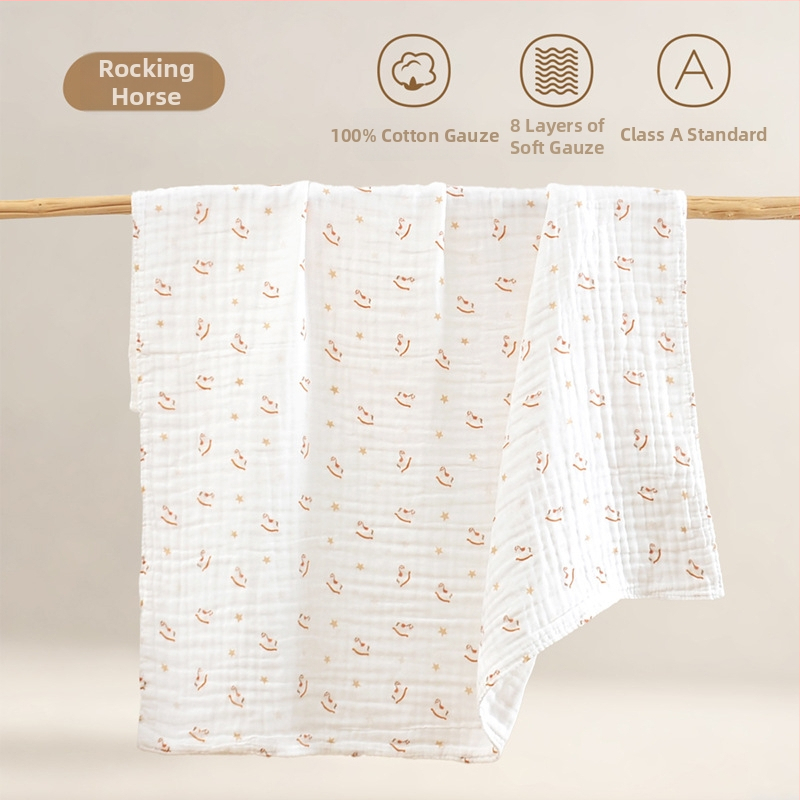 Kūdikio vonios rankšluostis - 100% medvilnė, 8 sluoksnių gaze, stora, 500 g+, karikatūros raštas