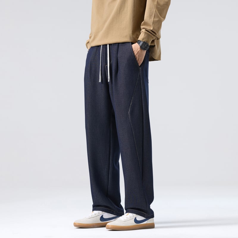 Ανδρικά τζιν, Κορεατικό βασικό στυλ με ίσια γραμμή, μεσαία μέση, κλείσιμο με κορδόνι, βαμβακο-πολυεστερική μίξη