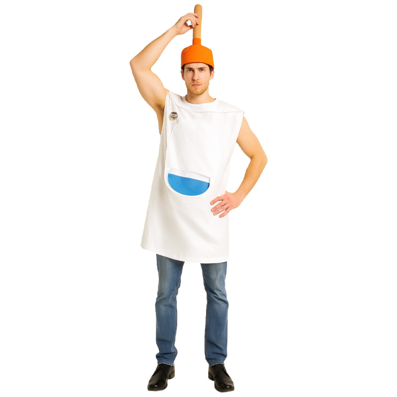 Felnőtt Halloween vécé témájú cosplay jelmez – uniszex, poliészter anyag, színpadi öltözet, 2025 nyár