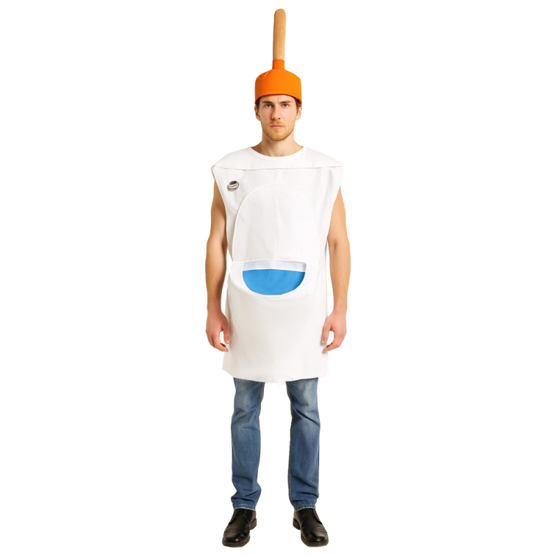 Felnőtt Halloween vécé témájú cosplay jelmez – uniszex, poliészter anyag, színpadi öltözet, 2025 nyár