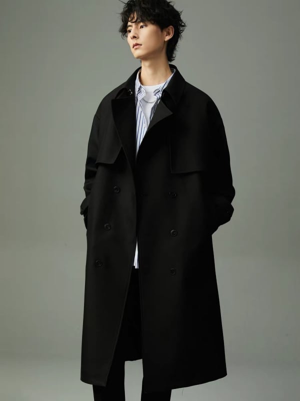 Мъжко палто до коляното, костюмска яка, еднобортно закопчаване, зима, полиестерова смесена материя, подплата полиестер