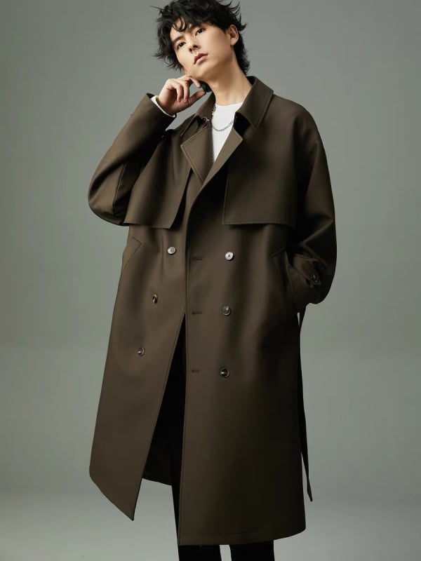 Мъжко палто до коляното, костюмска яка, еднобортно закопчаване, зима, полиестерова смесена материя, подплата полиестер