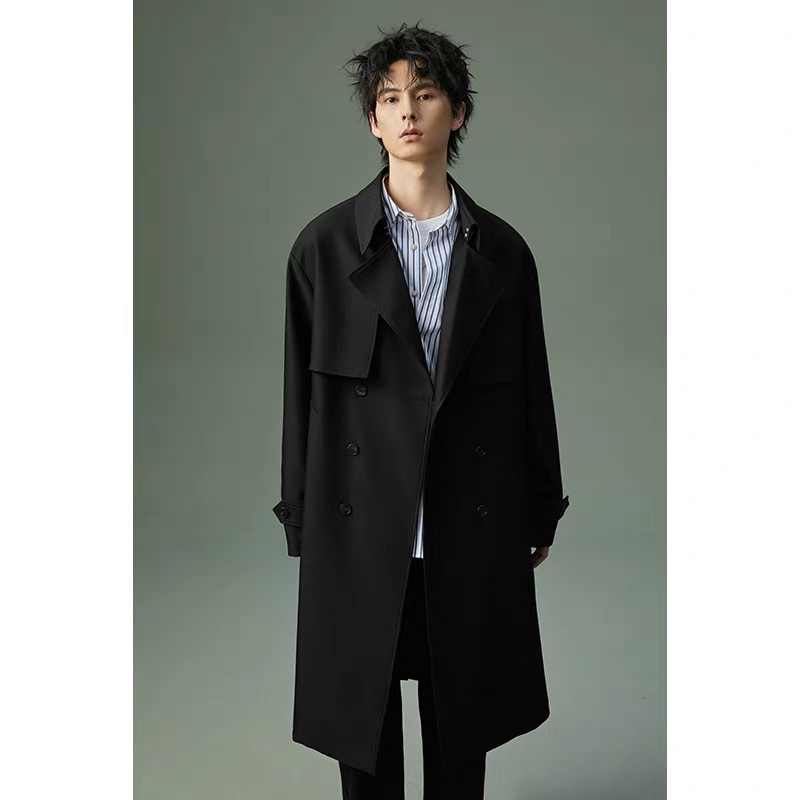 Мъжко палто до коляното, костюмска яка, еднобортно закопчаване, зима, полиестерова смесена материя, подплата полиестер
