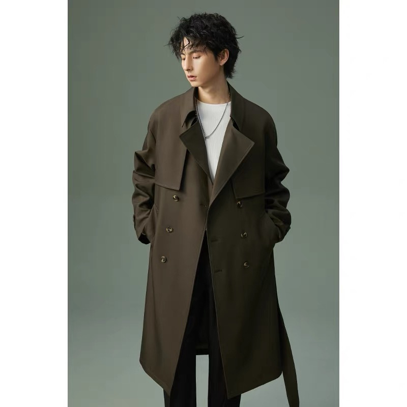 Мъжко палто до коляното, костюмска яка, еднобортно закопчаване, зима, полиестерова смесена материя, подплата полиестер