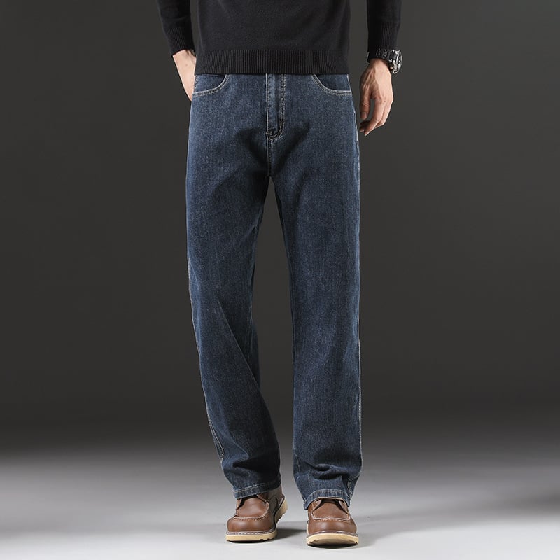 Ανδρικά τζιν με ίσιο κόψιμο, μεσαία μέση, φερμουάρ, μίγμα βαμβακιού-πολυεστερίου-βισκόζη-ελαστάν, τέσσερις εποχές