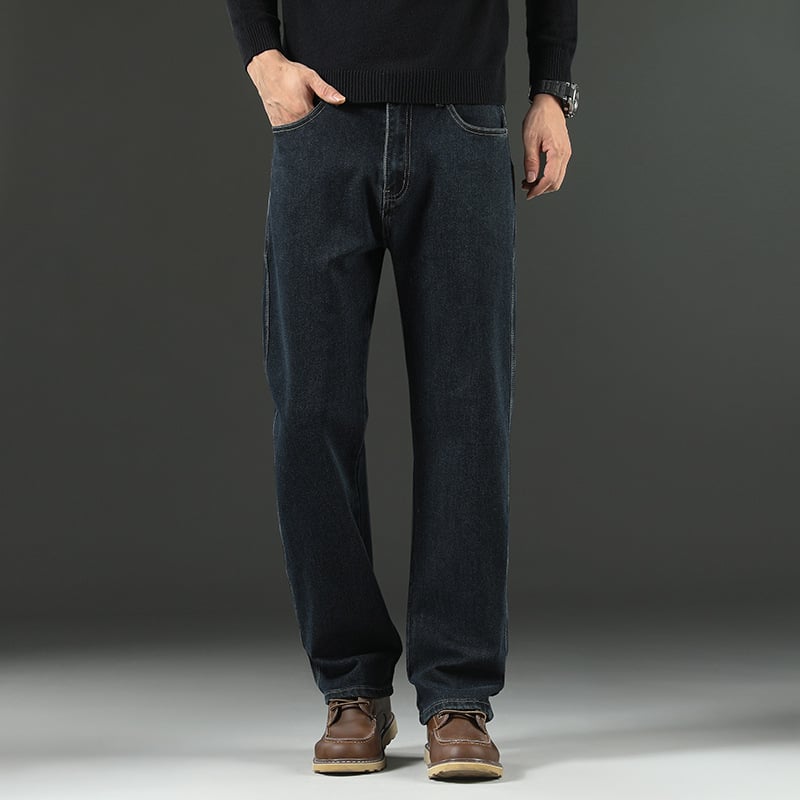 Ανδρικά τζιν με ίσιο κόψιμο, μεσαία μέση, φερμουάρ, μίγμα βαμβακιού-πολυεστερίου-βισκόζη-ελαστάν, τέσσερις εποχές