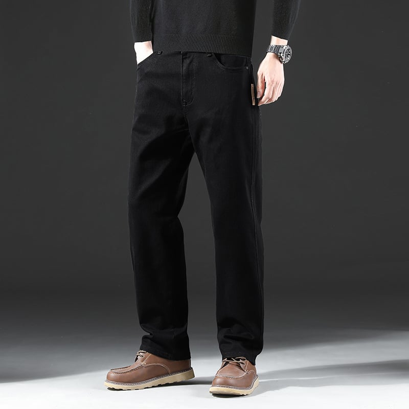 Ανδρικά τζιν με ίσιο κόψιμο, μεσαία μέση, φερμουάρ, μίγμα βαμβακιού-πολυεστερίου-βισκόζη-ελαστάν, τέσσερις εποχές