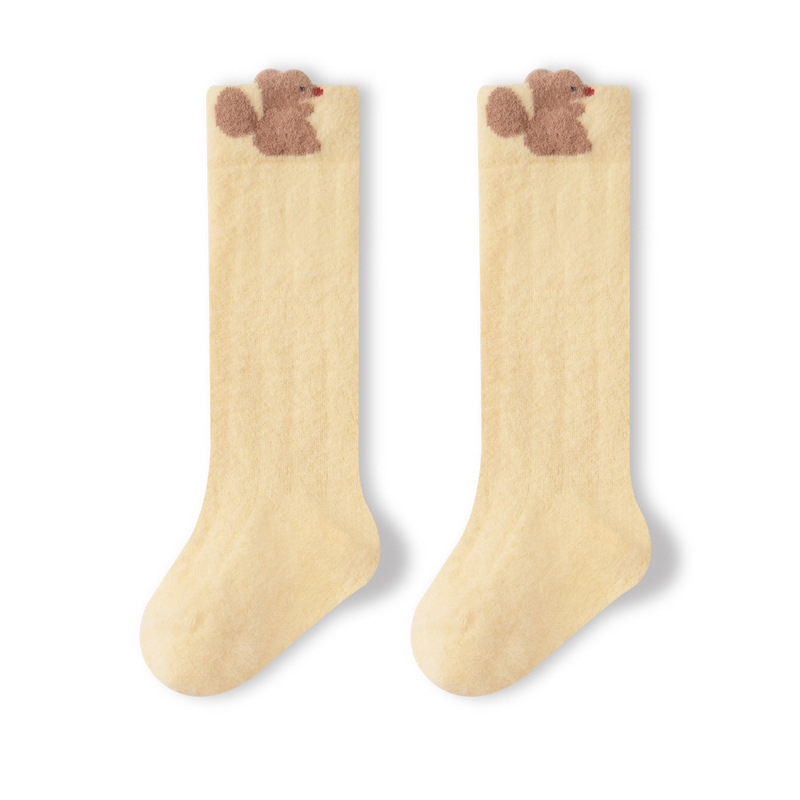 Újszülött nylon zokni hosszú csővel, vastagított, karikatúra mintával