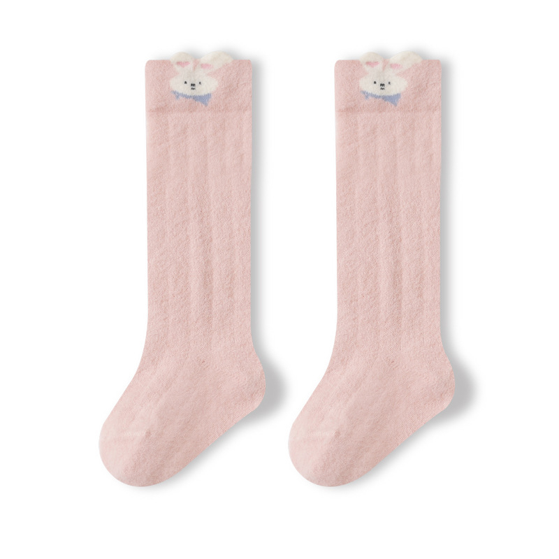 Újszülött nylon zokni hosszú csővel, vastagított, karikatúra mintával