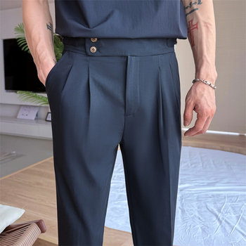 Pantalone u neapolskom stilu, lagani poslovni stil, ravna kroj, 65,1% poliester smjesa, mikro-elastičnost