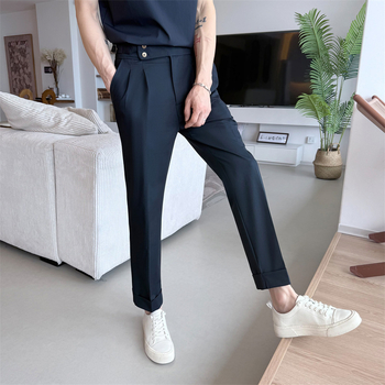 Pantalone u neapolskom stilu, lagani poslovni stil, ravna kroj, 65,1% poliester smjesa, mikro-elastičnost