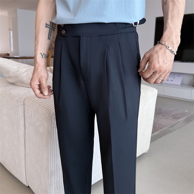 Pantalone u neapolskom stilu, lagani poslovni stil, ravna kroj, 65,1% poliester smjesa, mikro-elastičnost