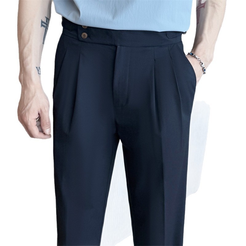 Pantalone u neapolskom stilu, lagani poslovni stil, ravna kroj, 65,1% poliester smjesa, mikro-elastičnost