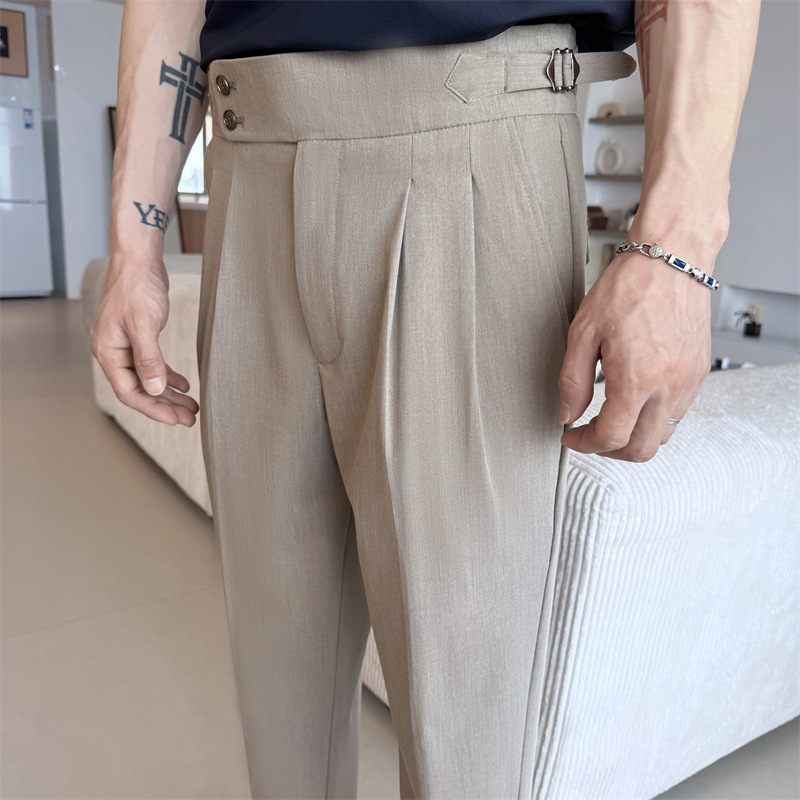 Pantalone u neapolskom stilu, lagani poslovni stil, ravna kroj, 65,1% poliester smjesa, mikro-elastičnost